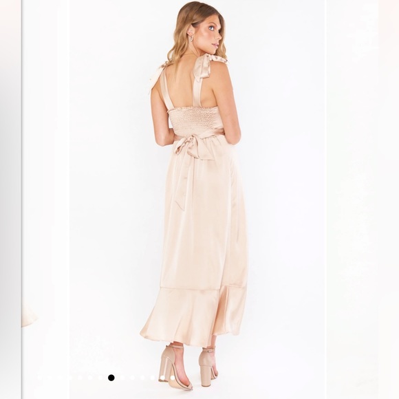 Show Me Your Mumu - Claire Midi Dress in Champagne Luce Satin - Picture 2 of 5